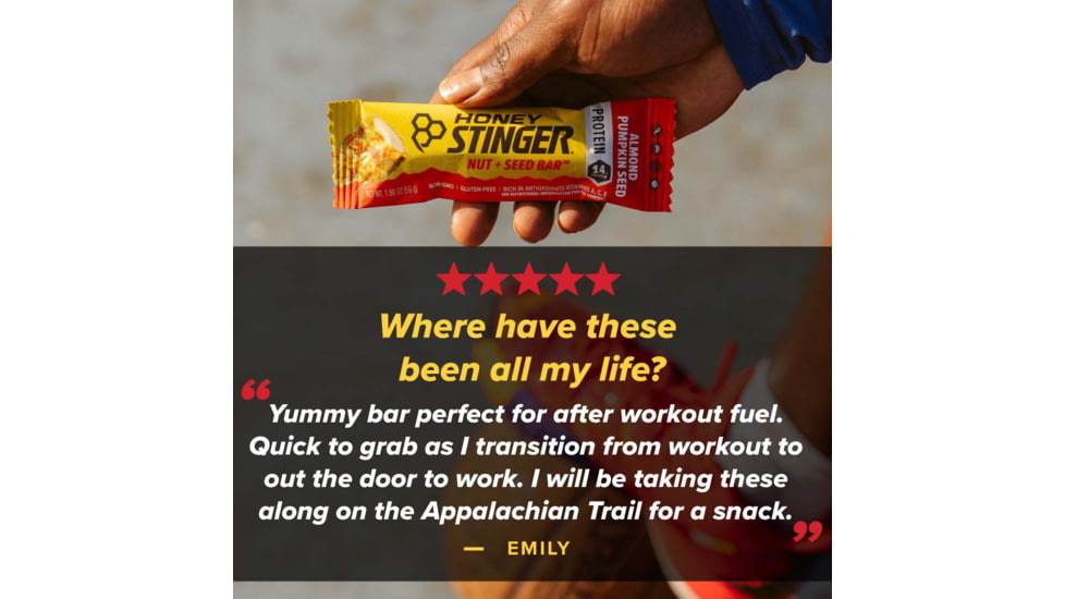 Honey Stinger Nut + Seed Bar, Almond and Pumpkin Seed, 1.98 oz, 73612