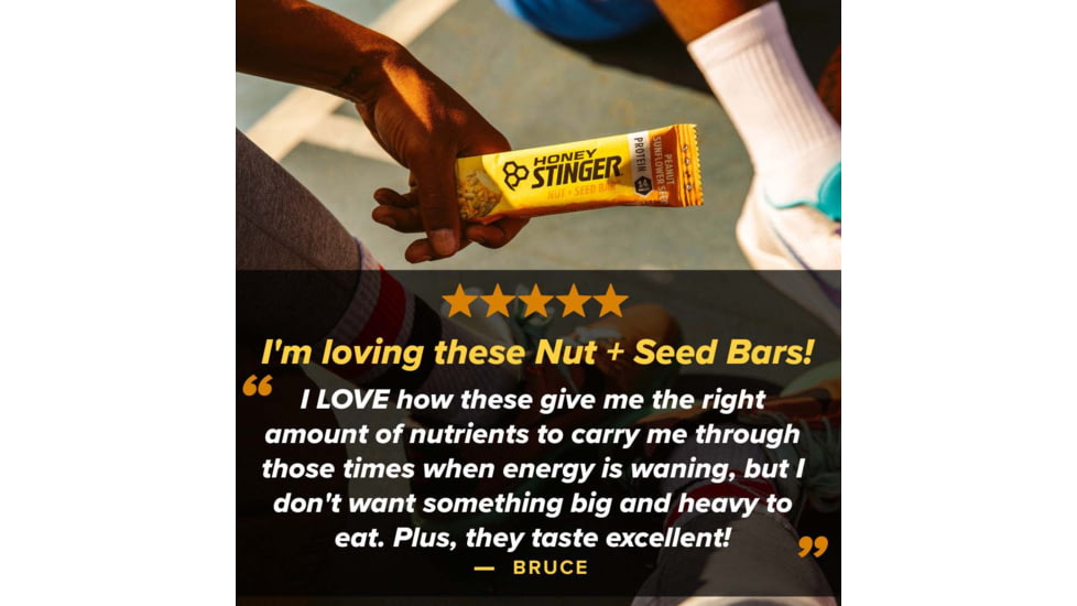Honey Stinger Nut + Seed Bar, Peanut and Sunflower Seed, 1.98 oz, 73512