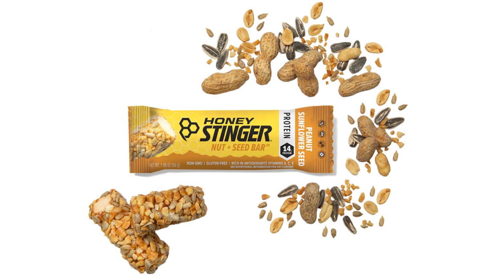 Honey Stinger Nut + Seed Bar, Peanut and Sunflower Seed, 1.98 oz, 73512