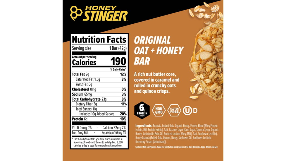 Honey Stinger Oat + Honey Bar, Original, 1.48 oz, 73712