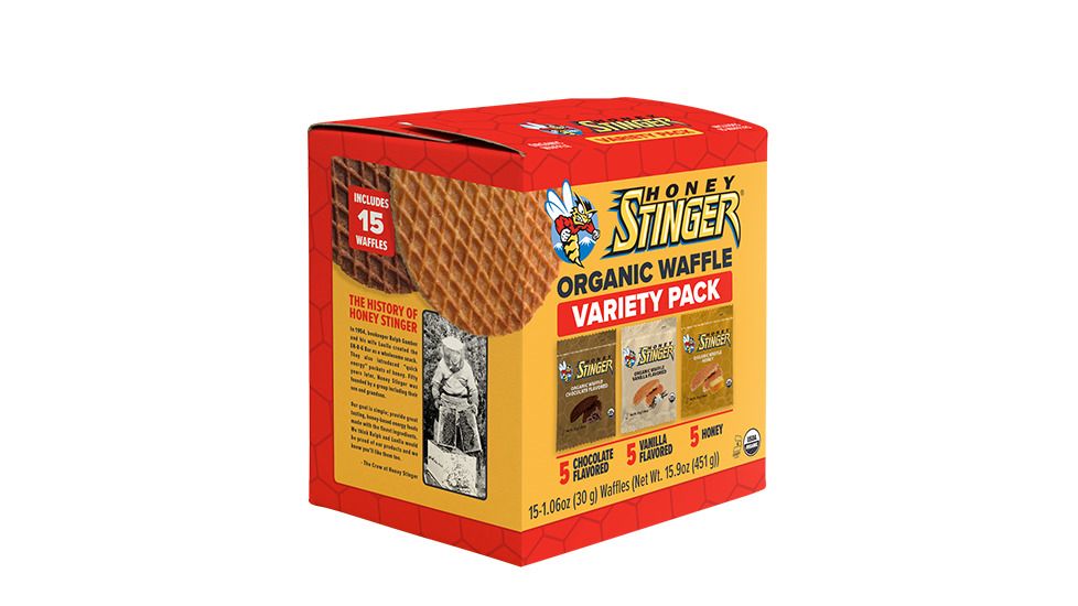 Honey Stinger Organic Waffle Variety Box - 5 Honey, 5 Vanilla, 5 Chocolate, 15 Pack 80015