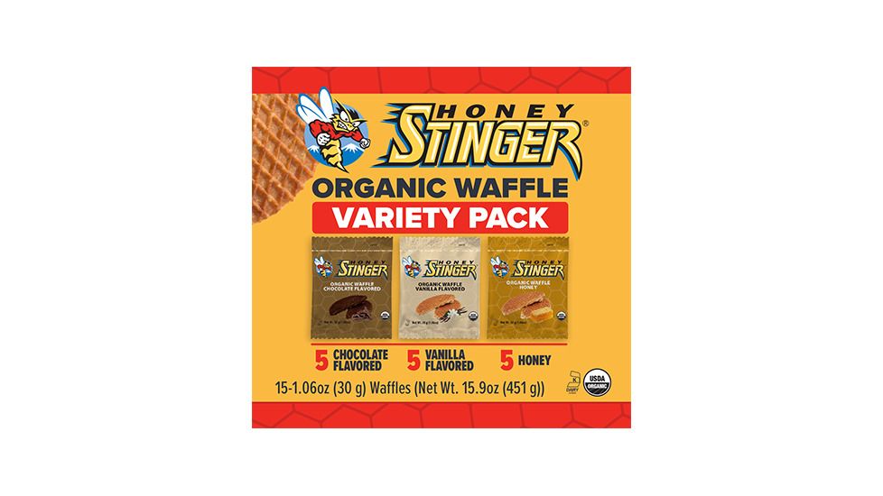 Honey Stinger Organic Waffle Variety Box - 5 Honey, 5 Vanilla, 5 Chocolate, 15 Pack 80015