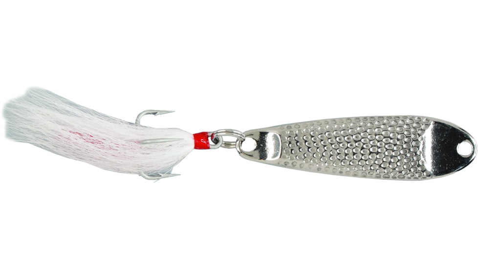 Hopkins 150BW Shorty Hammered Spoon w/Bucktail Treble, Stainless Steel, 1 1/2oz, 3 1/2in, 150BW
