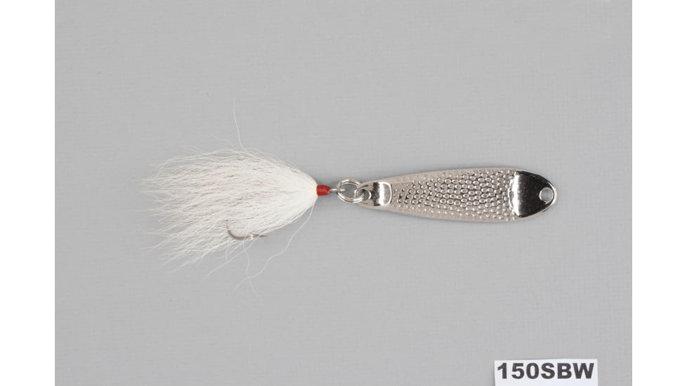 Hopkins 150SBW Shorty Hammered Spoon w/Bucktail Treble, Stainless Steel, 1 1/2oz, 3 1/2in, 150SBW