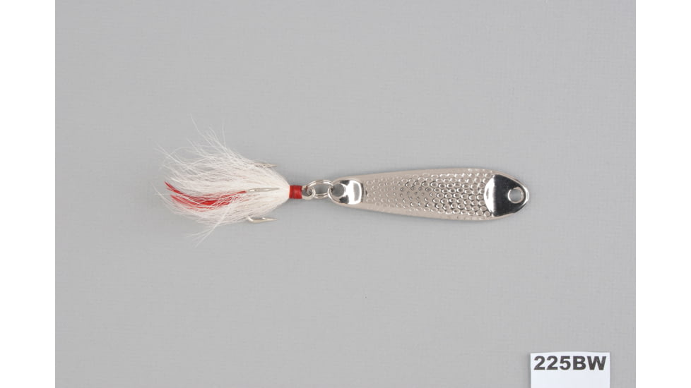Hopkins 225BW Shorty Hammered Spoon w/Bucktail Treble, Stainless Steel, 2 1/4oz, 3 1/2in, 225BW