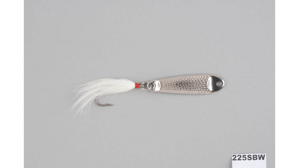 Hopkins 225SBW Shorty Hammered Spoon w/Bucktail Treble, Stainless Steel, 2 1/4oz, 3 1/2in, 225SBW