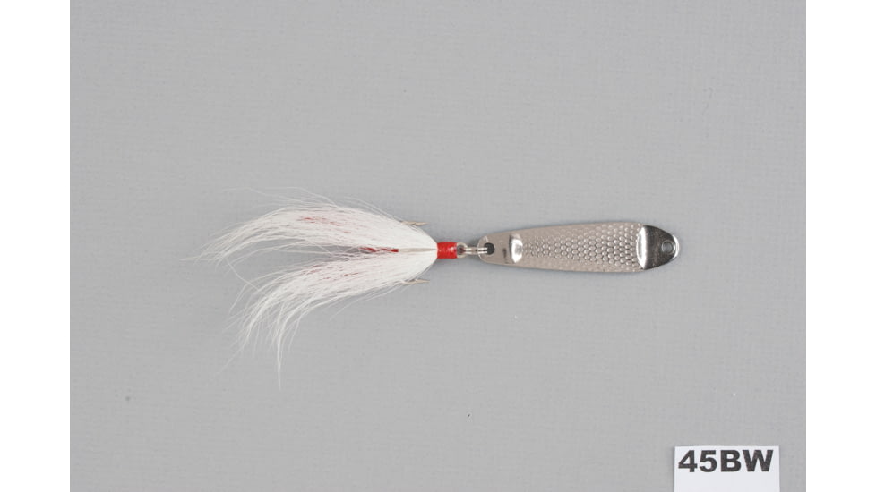 Hopkins Shorty Hammered Spoon w/Bucktail Treble, Stainless Steel, 1/2oz, 2 1/4in, 45BW