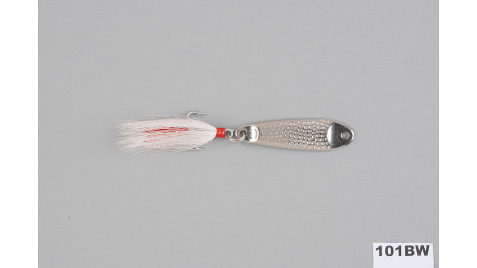 Hopkins Shorty Hammered Spoon w/Bucktail Treble, Stainless Steel, 1oz, 2 3/4in, 101BW