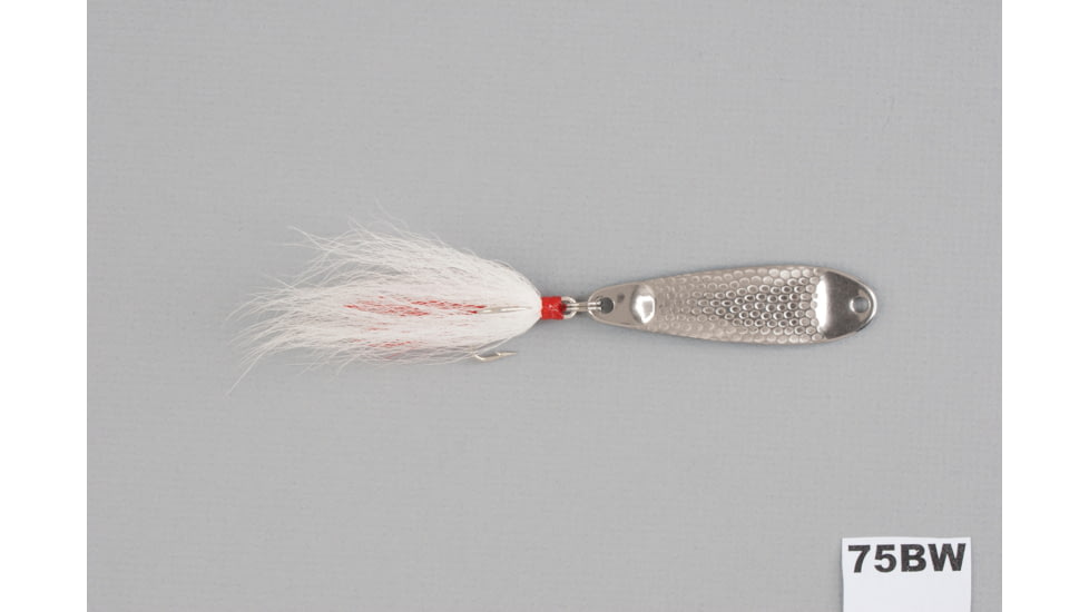 Hopkins Shorty Hammered Spoon w/Bucktail Treble, Stainless Steel, 3/4oz, 2 1/2in, 75BW