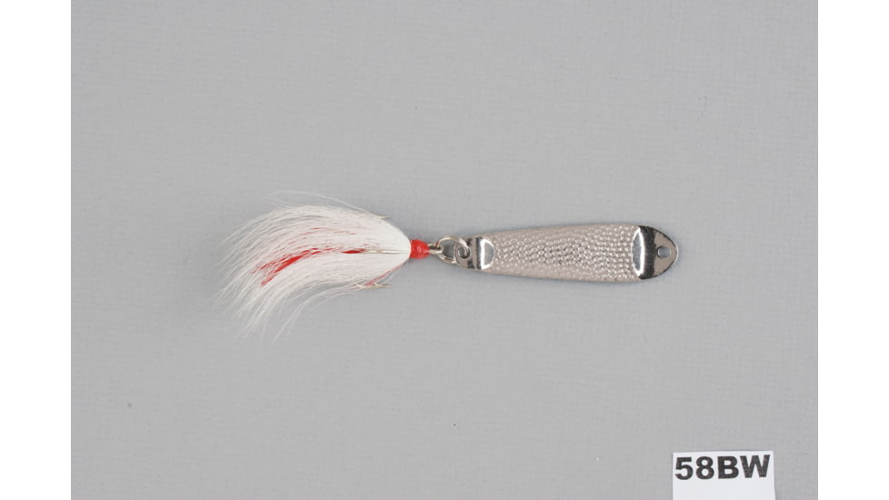 Hopkins Shorty Hammered Spoon w/Bucktail Treble, Stainless Steel, 5/8oz, 2 1/2in, 58BW