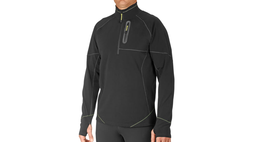 Hot Chillys MEXT Pocket Zip-T - Mens, Black/Lime, 2XL, HC9835-BLACK/LIME-2XL