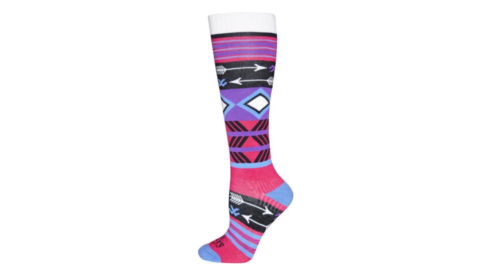 Hot Chillys Primitive Pop Mid Volume Sock - Womens, Primitive Pop/Rose Red, Medium, HC2406P-974-M