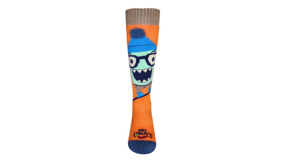 Hot Chillys Youth In Your Face Mid Volume Sock, IYF/Orange, Small, HC2835P-123-S
