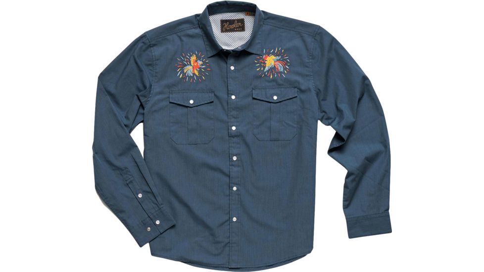 Howler Brothers Gaucho Snapshirt - Mens, Cobalt Microstripe / Dos Gallos, 2XL, 120719S-GAL-XXL