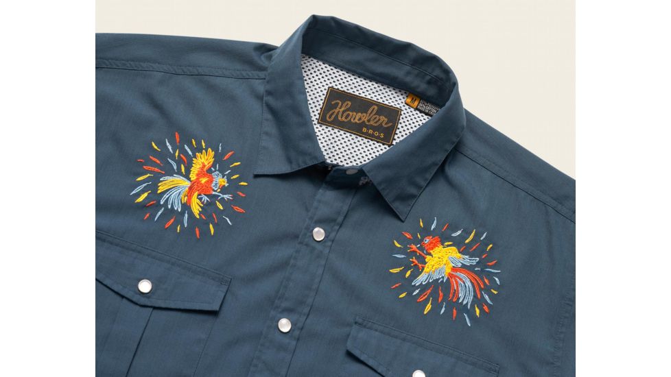 Howler Brothers Gaucho Snapshirt - Mens, Cobalt Microstripe / Dos Gallos, 2XL, 120719S-GAL-XXL