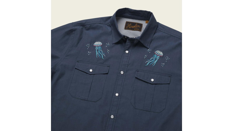 Howler Brothers Gaucho Snapshirt - Mens, Deep Blue Microstripe/Jellyfish, L, 120720S-BBM-L