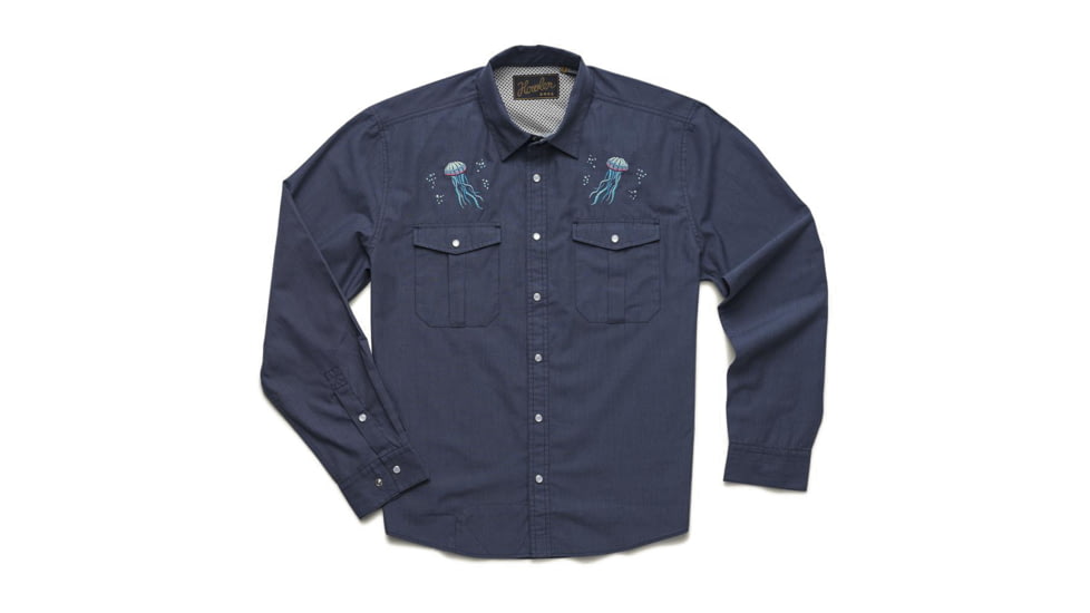 Howler Brothers Gaucho Snapshirt - Mens, Deep Blue Microstripe/Jellyfish, L, 120720S-BBM-L