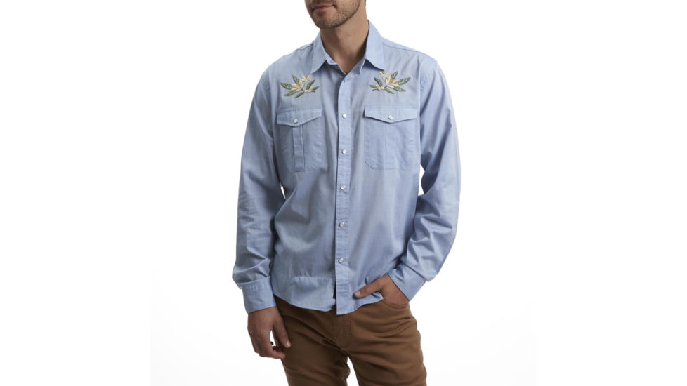 Howler Brothers Gaucho Snapshirt - Mens, Pale Blue Oxford/Orange Blossom Special, M, 120720S-LBO-M
