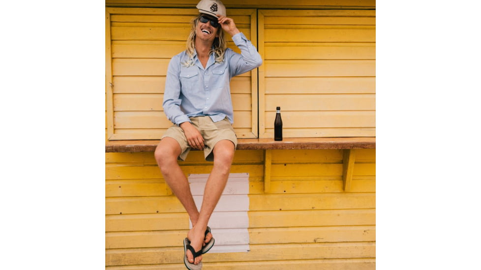 Howler Brothers Gaucho Snapshirt - Mens, Pale Blue Oxford/Orange Blossom Special, M, 120720S-LBO-M