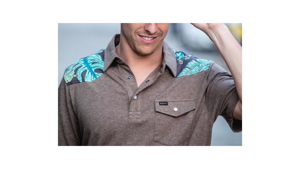Howler Brothers Ranchero Polo - Men's, Brown Heather / Third Coast Print, Small, 125119S-BTC-S