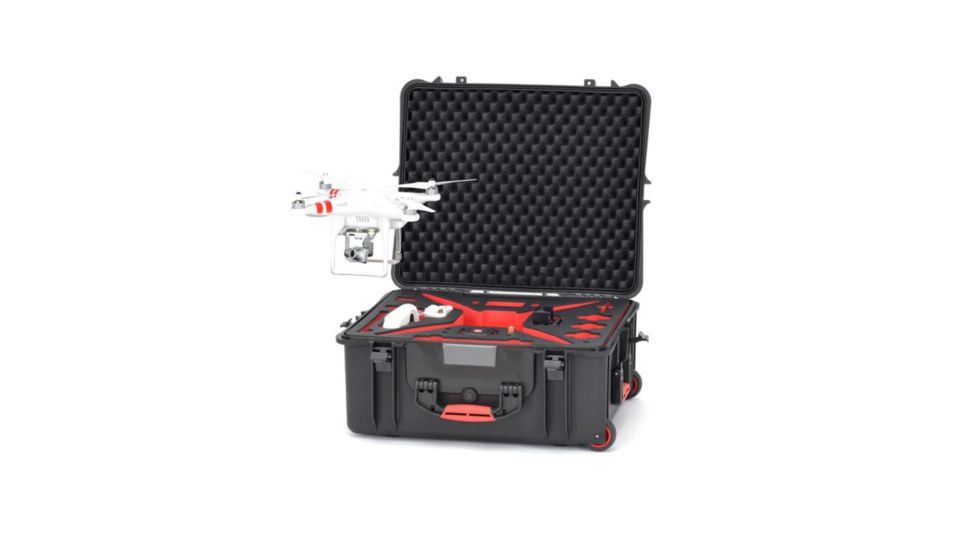 HPRC 2700W Plastic Case for DJI Phantom 2, Vision and Vision Plus with Pre-Cut Wheels, Case Only, Black PHA2700W-03