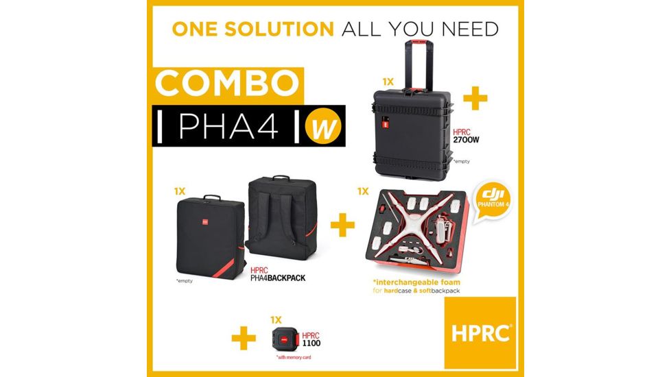 HPRC 2700W Soft Bago for DJI Phantom 4 with Pre-Cut Foam Interior, Case Only, Black, PHA4-2700WCOM-01