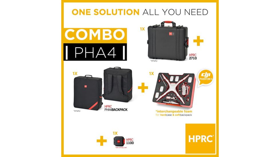HPRC 2710 Soft Bag Combo for Phantom 4, with Pre-Cut Foam Interior, Case Only, Black, PHA4-2710COM-01