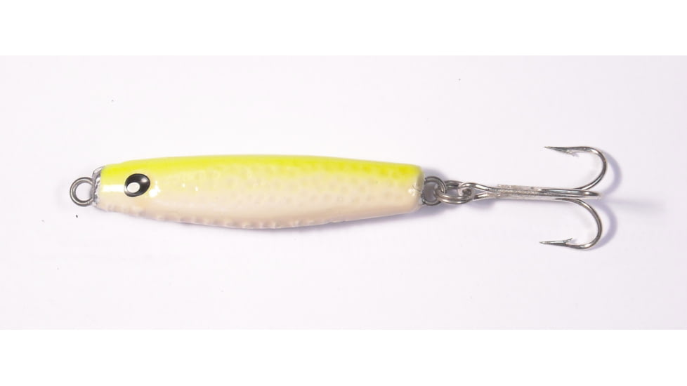 HR Tackle Short Body Stingsilver Jig, 2 oz, Chartreuse Back White Belly, 1547CW