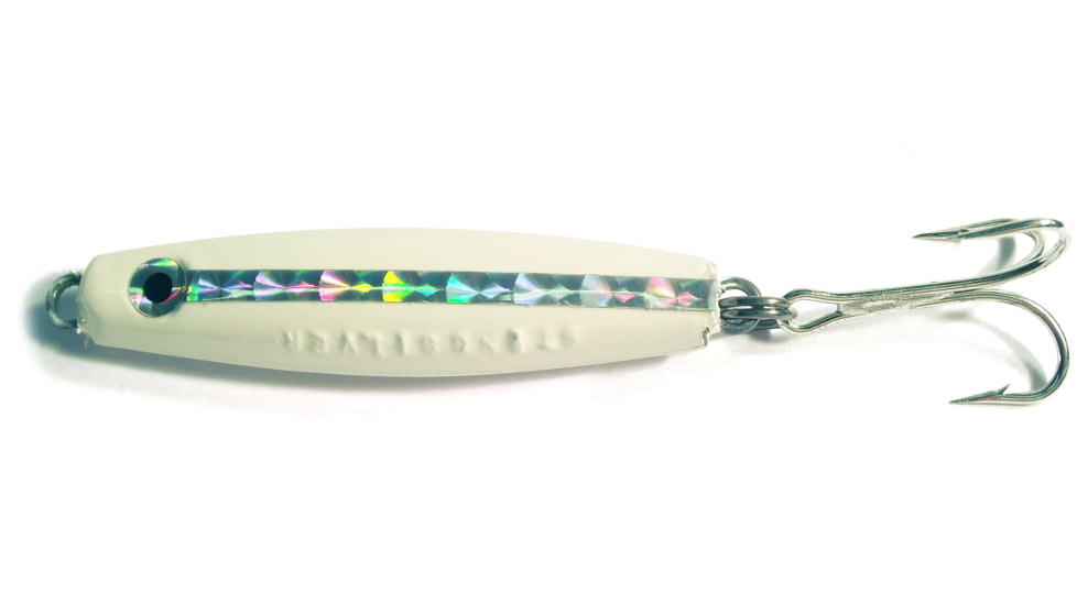 HR Tackle Stingsilver Jig, 2 oz, White w/Reflector Tape &amp; Eyes, 1547S