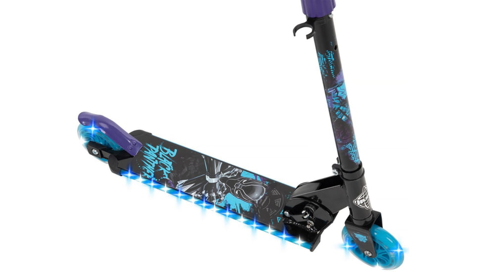 Huffy Black Panther Inline Electro-Light Kids Scooter - Boys, Black/Blue/Purple, 28261