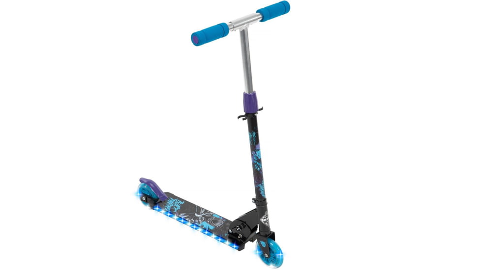 Huffy Black Panther Inline Electro-Light Kids Scooter - Boys, Black/Blue/Purple, 28261