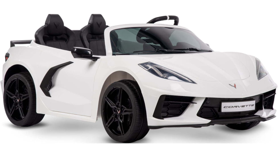 Huffy Corvette C8 Ride In, 12V Toy Truck, White, 17212P