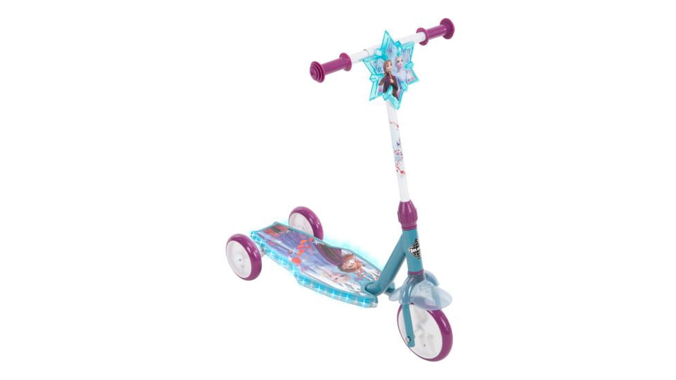 Huffy Frozen ll Electro-Light 3WHL Preschool Kids Scooter - Girls, Blue/Purple/White, 28431