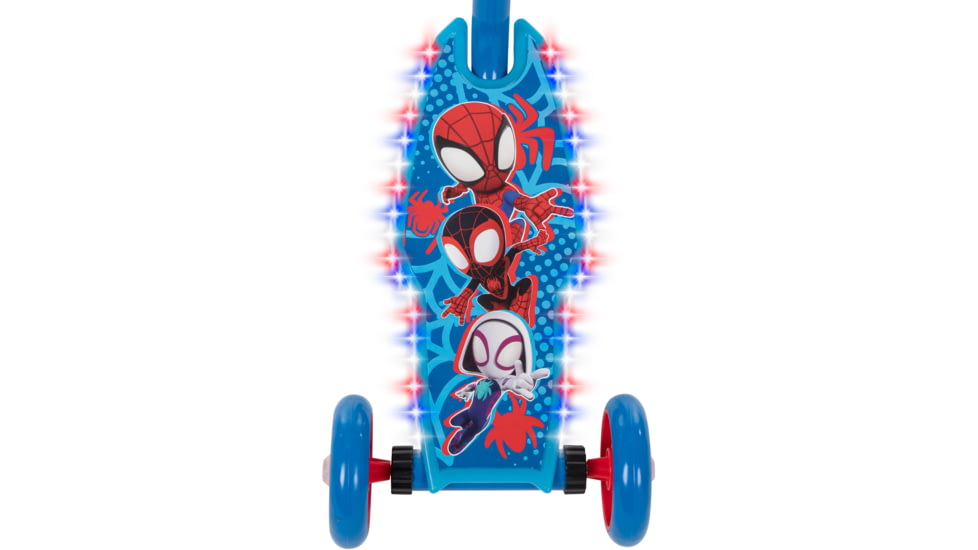 Huffy Spidey AHAF Electro-Light 3WHL Preschool Kids Scooter - Boys, Blue/Red, 28542