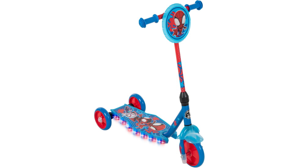 Huffy Spidey AHAF Electro-Light 3WHL Preschool Kids Scooter - Boys, Blue/Red, 28542