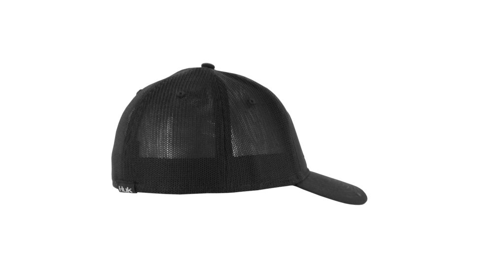 HUK 205S KScott Hat with Bass and Blue Patch, Black H3000037BLKML