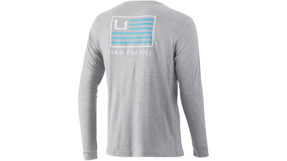 HUK Performance Fishing Bars L/S Pocket Tee - Men's, Heather Grey, M, H1000350-033-M