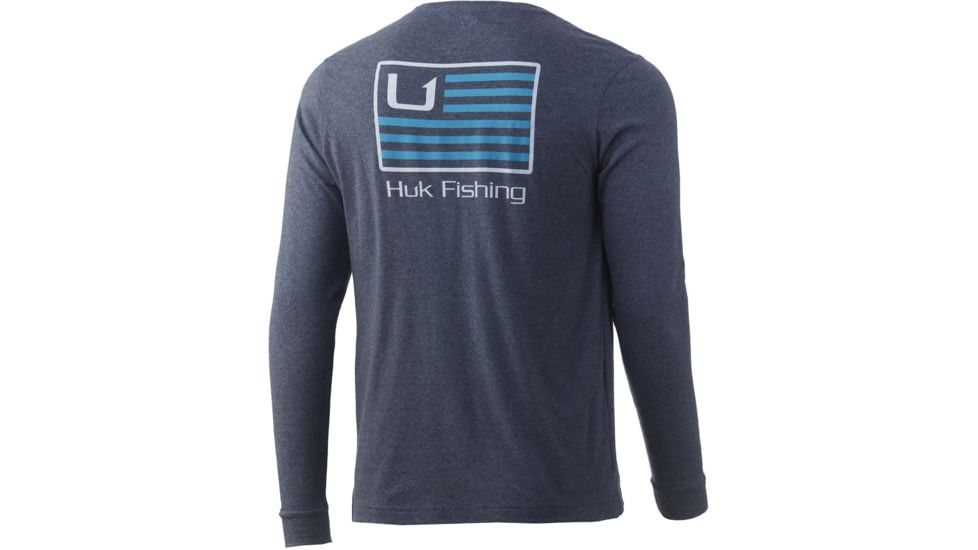 HUK Performance Fishing Bars L/S Pocket Tee - Men's, Sargasso Sea Heather, XL, H1000350-416-XL