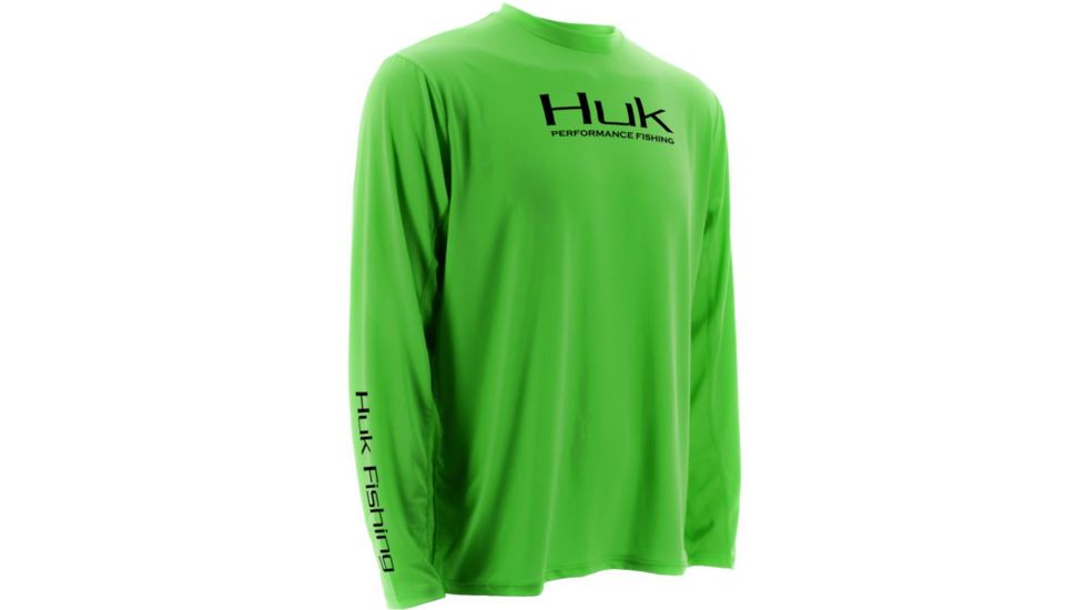 HUK Icon Long Sleeve, Neon Green, Medium H1200064NGNM