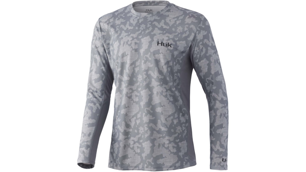 HUK Performance Fishing Icon X Running Lakes L/S Shirt - Mens, Overcast Grey, S, H1200394-032-S