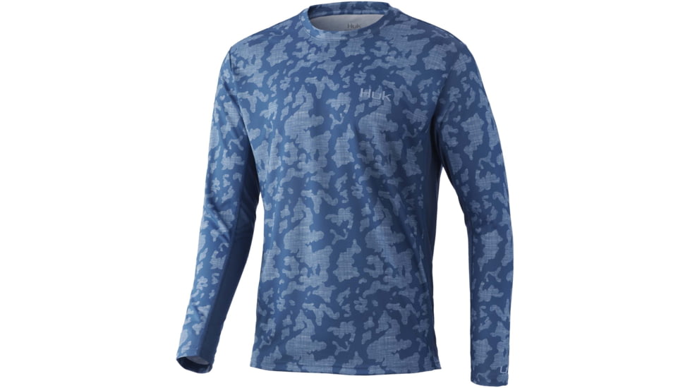 HUK Performance Fishing Icon X Running Lakes L/S Shirt - Mens, Titanium Blue, XXL, H1200394-428-XXL