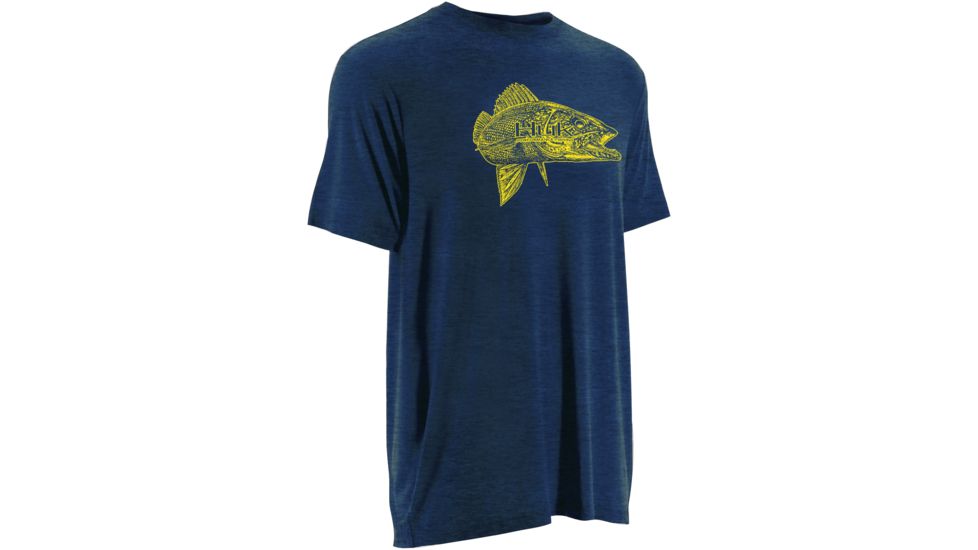 HUK Inked Walleye Tee, Heather Navy, Small H1000040 HNVS