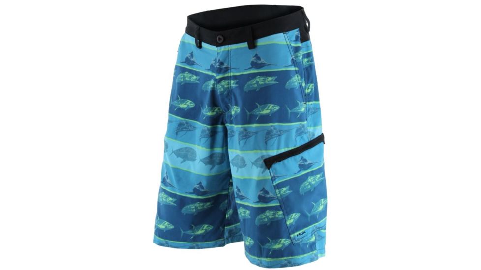 HUK KC Fish Guide Shorts, 30in Waist, Turquoise H2000007TRQ30