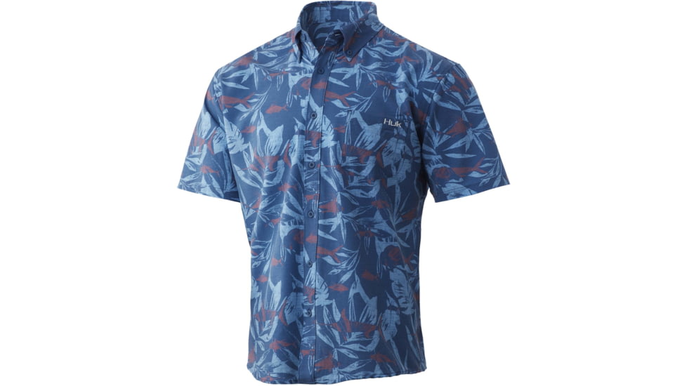 HUK Performance Fishing Kona Ocean Palm Shirt - Men's, Titanium Blue, S, H1500125-428-S