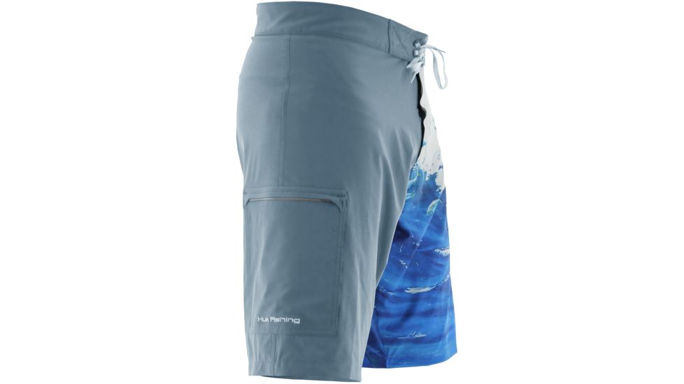 HUK KScott Double Down Board Shorts, 28in Waist, Ice Blue H2000008IBL28