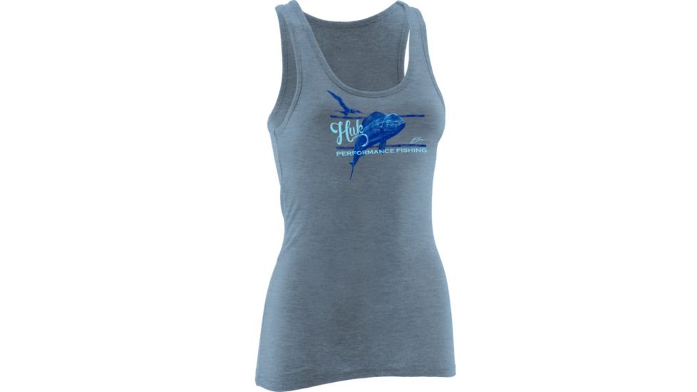 HUK KScott Double Down Ladies Tank, Heather Carolina Blue, Extra Small H1000052HCBXS