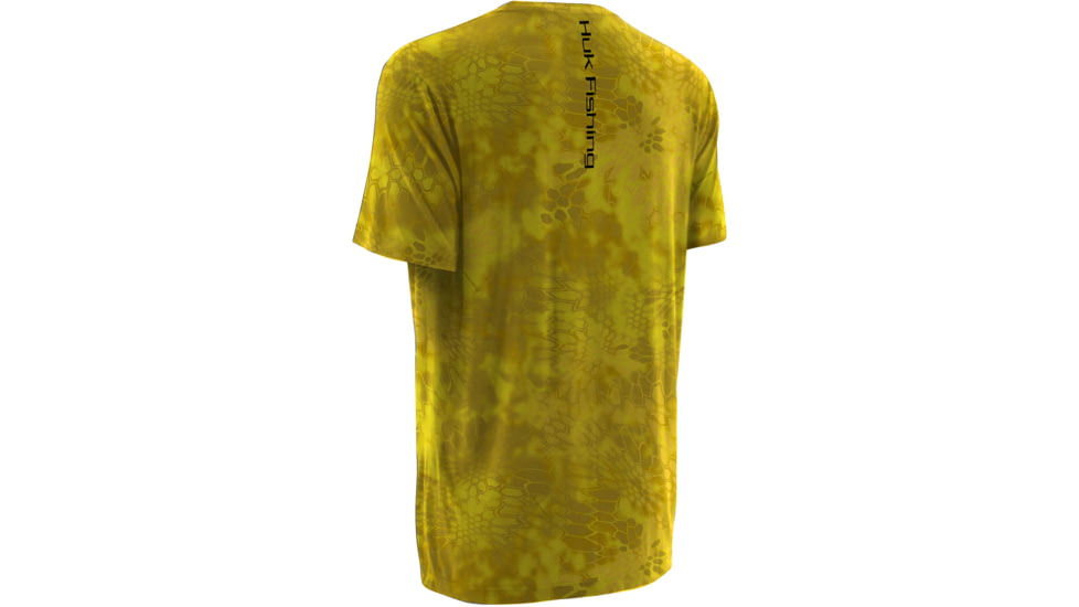 HUK Mens Kryptek Short Sleeve Tee Shirt, Kryptek Blaze Yellow H1200088GBYM