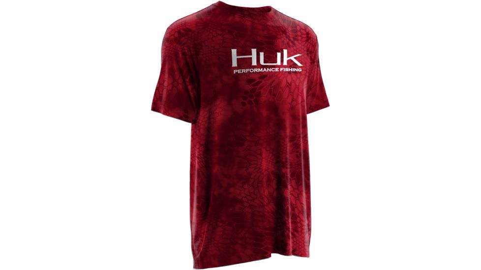 HUK Mens Kryptek Short Sleeve Tee Shirt, Kryptek Crimson H1200088GCRS