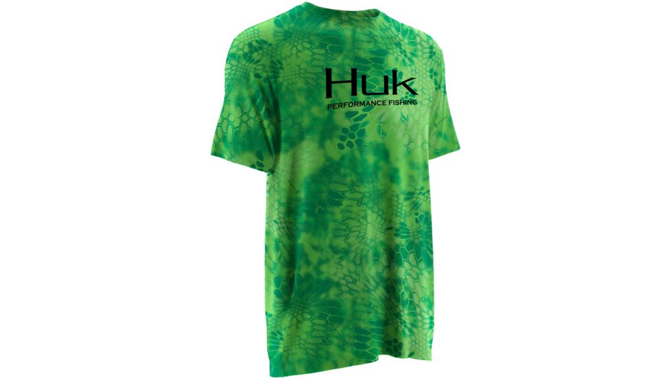 HUK Mens Kryptek Short Sleeve Tee Shirt, Kryptek Neon Green H1200088GNGS