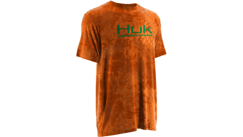 HUK Mens Kryptek Short Sleeve Tee Shirt, Kryptek Orange H1200088GORM